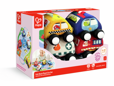 HAPE 0076 Plüschauto-Set mit Rückziehmotor