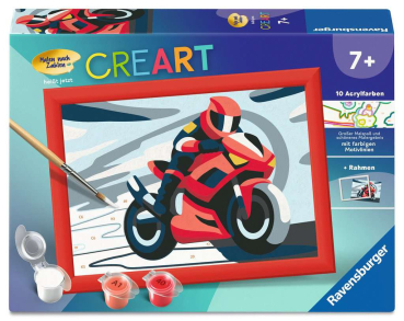 CreArt 12023176 Malen nach Zahlen Kinder - Motorradfahrer