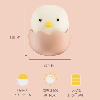 MegaLight 185850 - LED Küken Nachtlicht EGGY EGG RGB dimmbar mit Akku