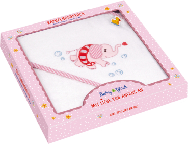 Spiegelburg 18739 Kapuzenbadetuch Elefant, rosa - BabyGlück