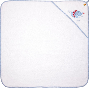 Preview: Spiegelburg 18740 Kapuzenbadetuch Elefant, hellblau - BabyGlück