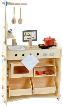 HABA 201183 Creative Play 3 in 1: Küche, Kaufladen & Werkstatt in einem
