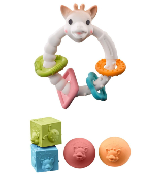 Vulli 220135 Sophie la girafe® Geschenkset Beißring , 2 Bälle u. 2 Würfel