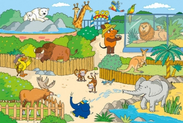 Schmidt-Spiele 56349 Kinderpuzzle - Die Maus, Im Zoo