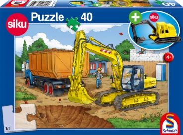 Schmidt-Spiele 56350 Kinderpuzzle - Bagger, mit Siku Bagger