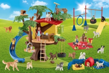 Schmidt-Spiele 56403 Kinderpuzzle - Schleich, Fröhliche Hunde mit Add-on (Original Figur)