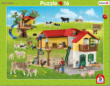 Schmidt-Spiele 56808 Rahmenpuzzle - Schleich Bauernhof