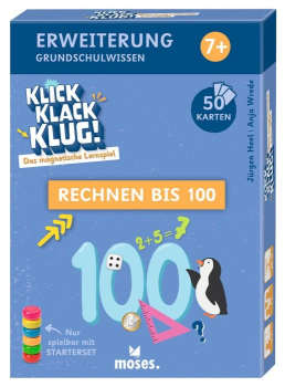 Moses-Verlag 90974 Klick Klack Klug - Kartenset Rechnen bis 100 ab 7 Jahren