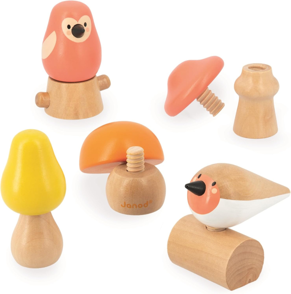 Janod 08643 Vögel und Pilze zum Schrauben