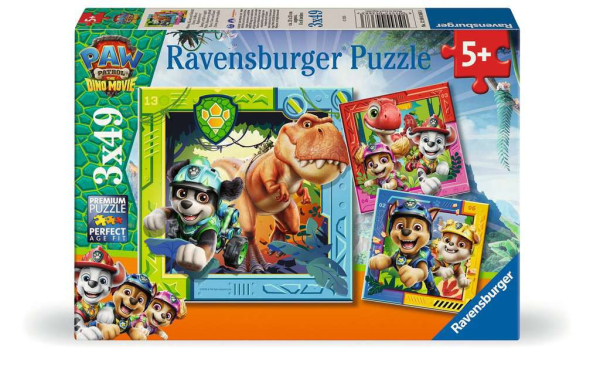 Ravensburger 12004368 Kinderpuzzle - Paw Patrol 3 Dino Movie