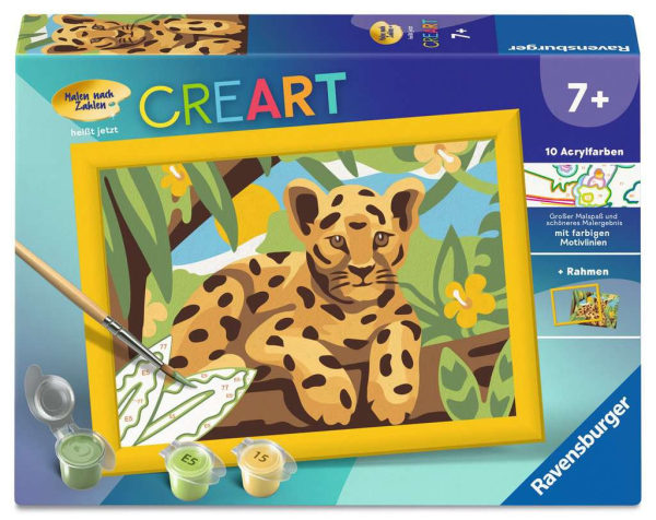 CreArt 12023177 Malen nach Zahlen Kinder - Baby Leopard