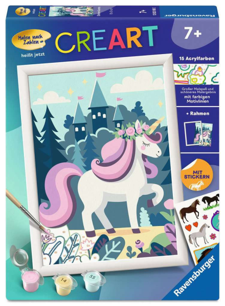 CreArt 12023188 Malen nach Zahlen Kinder - Einhorn Aurora