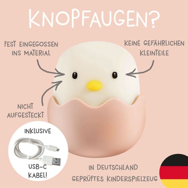 MegaLight 185850 - LED Küken Nachtlicht EGGY EGG RGB dimmbar mit Akku