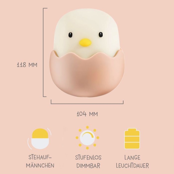 MegaLight 185850 - LED Küken Nachtlicht EGGY EGG RGB dimmbar mit Akku