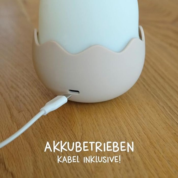 MegaLight 185850 - LED Küken Nachtlicht EGGY EGG RGB dimmbar mit Akku