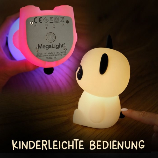 MegaLight 185862 - LED Kinder Nachtlicht PADDY PANDA RGB dimmbar mit Timer