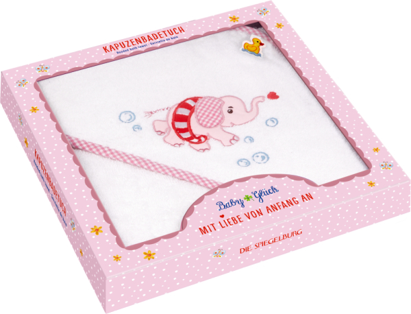 Spiegelburg 18739 Kapuzenbadetuch Elefant, rosa - BabyGlück