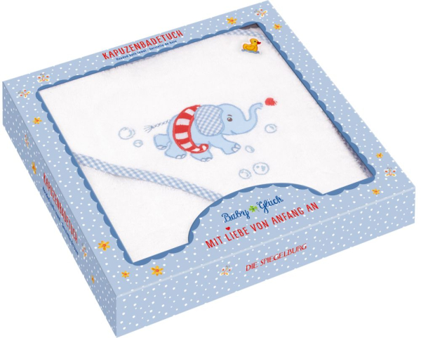 Spiegelburg 18740 Kapuzenbadetuch Elefant, hellblau - BabyGlück