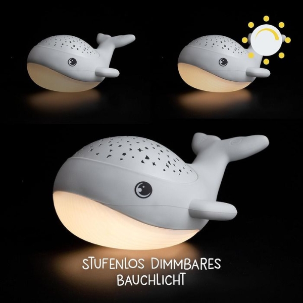 MegaLight 187405 Akku LED-Nachtlicht "WILLY WHALE" mit Sternenhimmel
