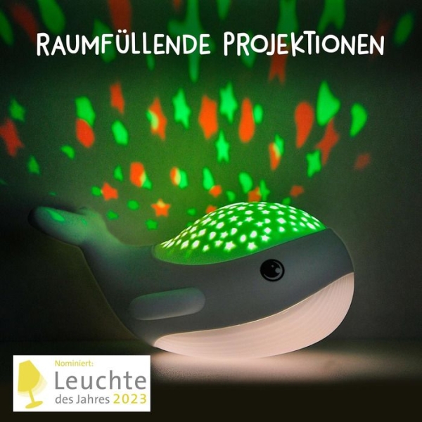 MegaLight 187405 Akku LED-Nachtlicht "WILLY WHALE" mit Sternenhimmel