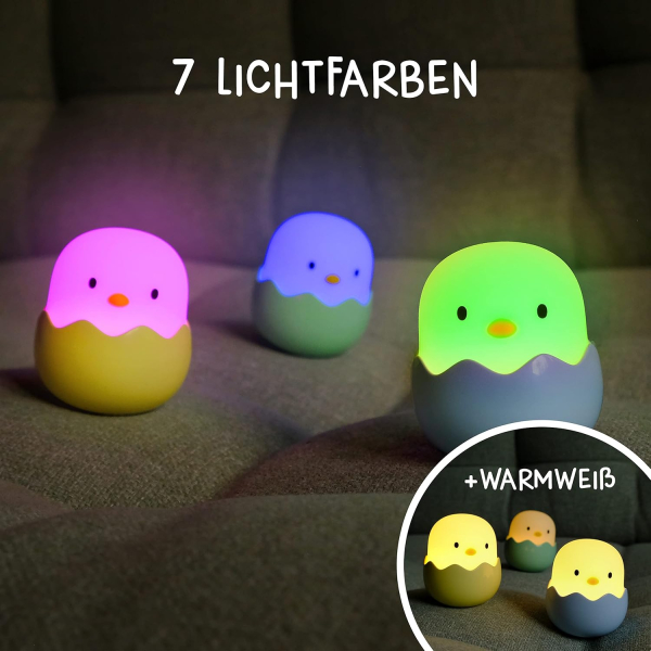 MegaLight 187420 - LED Kindernachtlicht Baby Eggy (3 Stück)