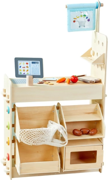 HABA 201183 Creative Play 3 in 1: Küche, Kaufladen & Werkstatt in einem