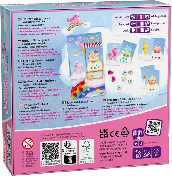 HABA 2013170001 Einhorn Glitzerglück - Magischer Würfelspaß