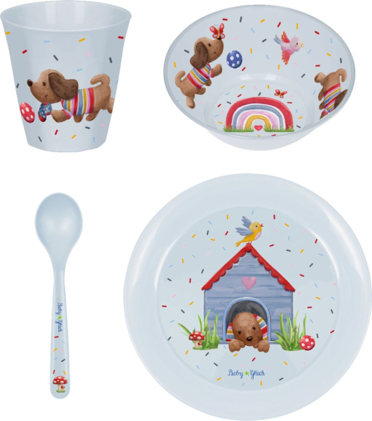 Spiegelburg 22041 BabyGlück - Geschirr Geschenkset Dackel