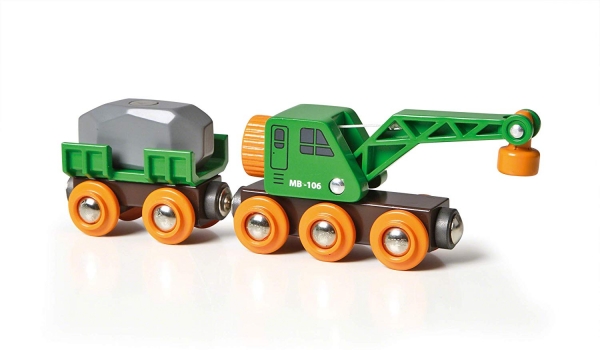 Brio 33698 Grüner Kranwagen mit Anhänger
