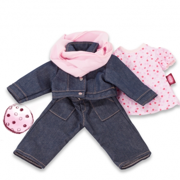 Götz 3403350 Puppenkleidung - Kombi Jeans & Blume Gr. XL