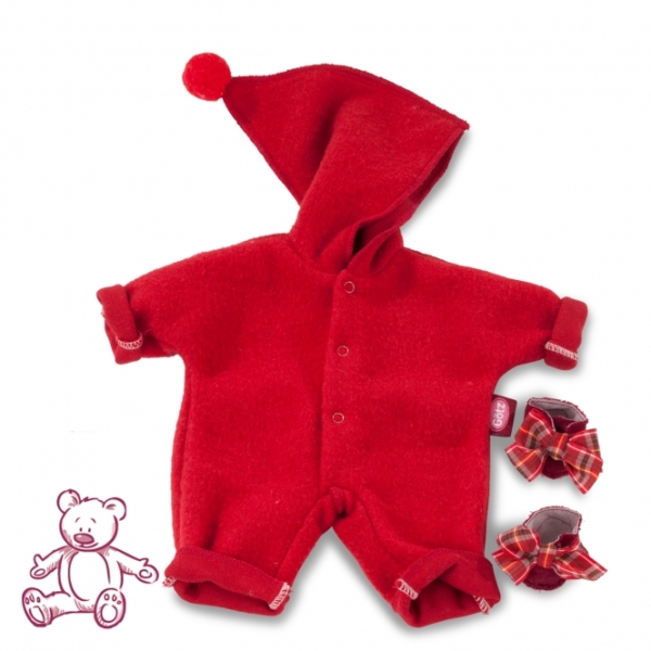 Götz 3403361 Babyanzug Zipfelmütze, rot - Gr. S