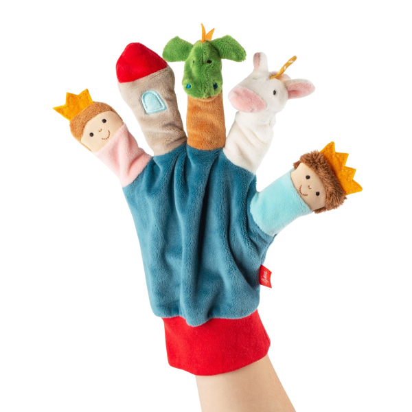 Sigikid 43503 Fingerpuppen Handschuh - Drache, Einhorn, Prinzessin, Turm