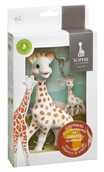 Vulli 516514 Sophie la girafe® Sonderedition "Schützt die Giraffen" inkl. Schlüsselanhänger / Naturkautschuk