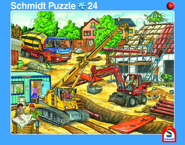 Schmidt-Spiele 56791 Plattenpuzzle 2 Stück - Müllauto/Baustelle