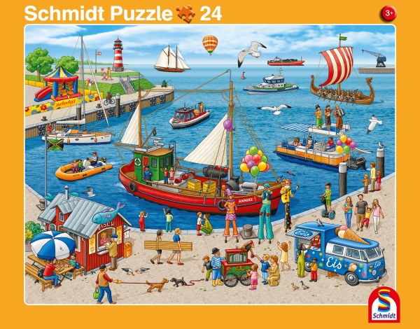 Schmidt-Spiele 56812 Plattenpuzzle - 2 Stück - Hafen/Bahnsteig