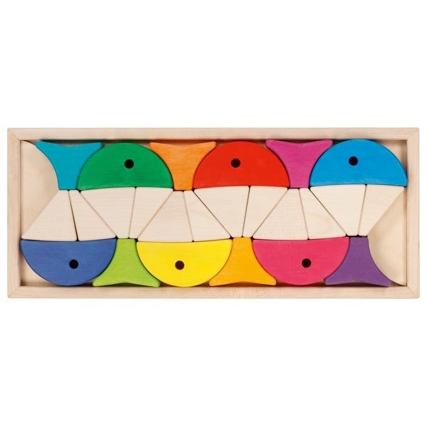 GOKI 58472 Legespiel und Bausteinkasten - 6 bunte Fische