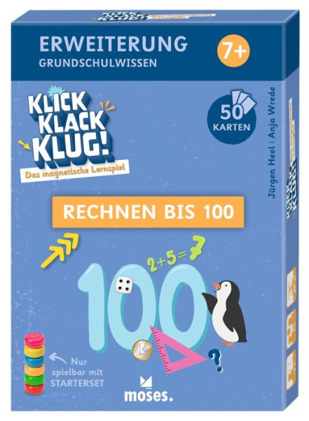 Moses-Verlag 90974 Klick Klack Klug - Kartenset Rechnen bis 100 ab 7 Jahren
